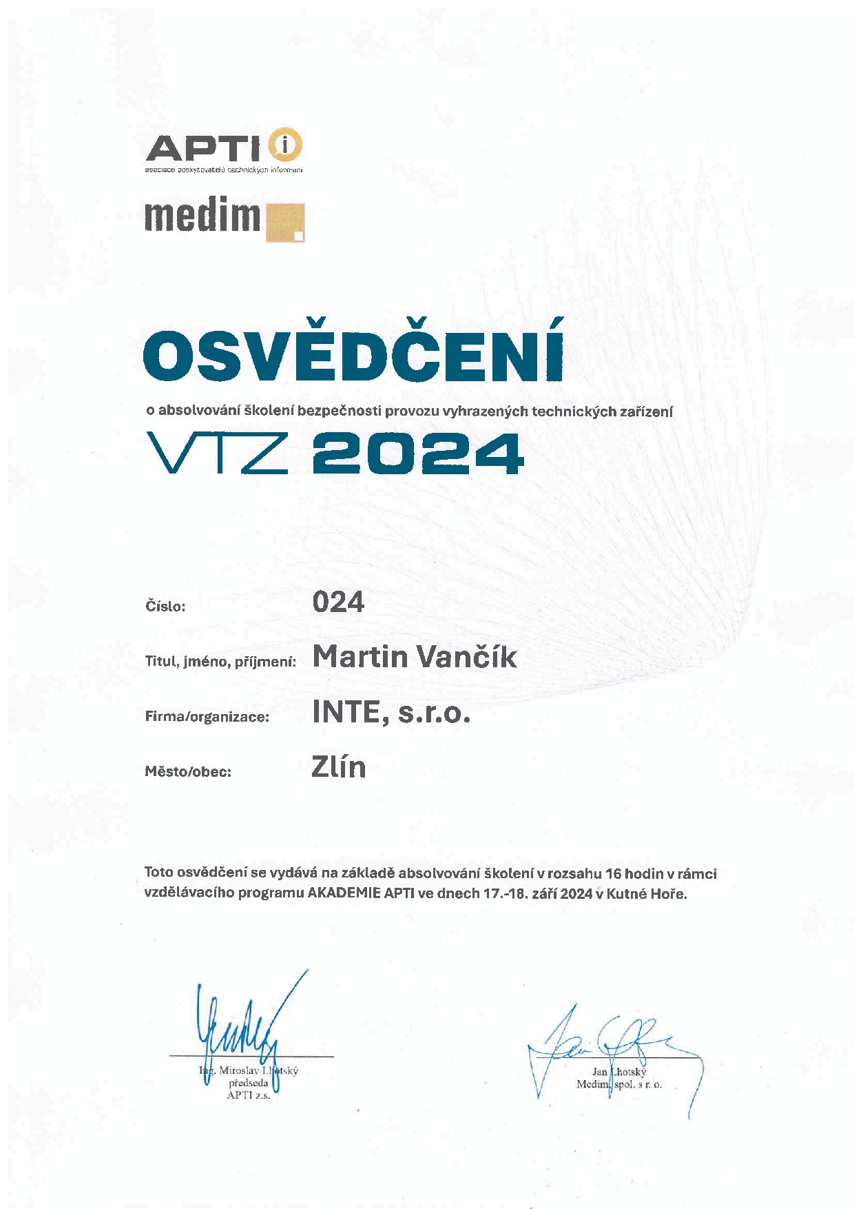 Osvědčení_VTZ2024_Kutná Hora_17.-18.09.2024